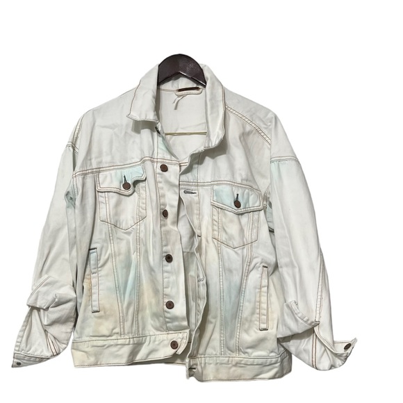 FREE PEOPLE Tie Dye Denim Jean Jacket Coat - Picture 12 of 12